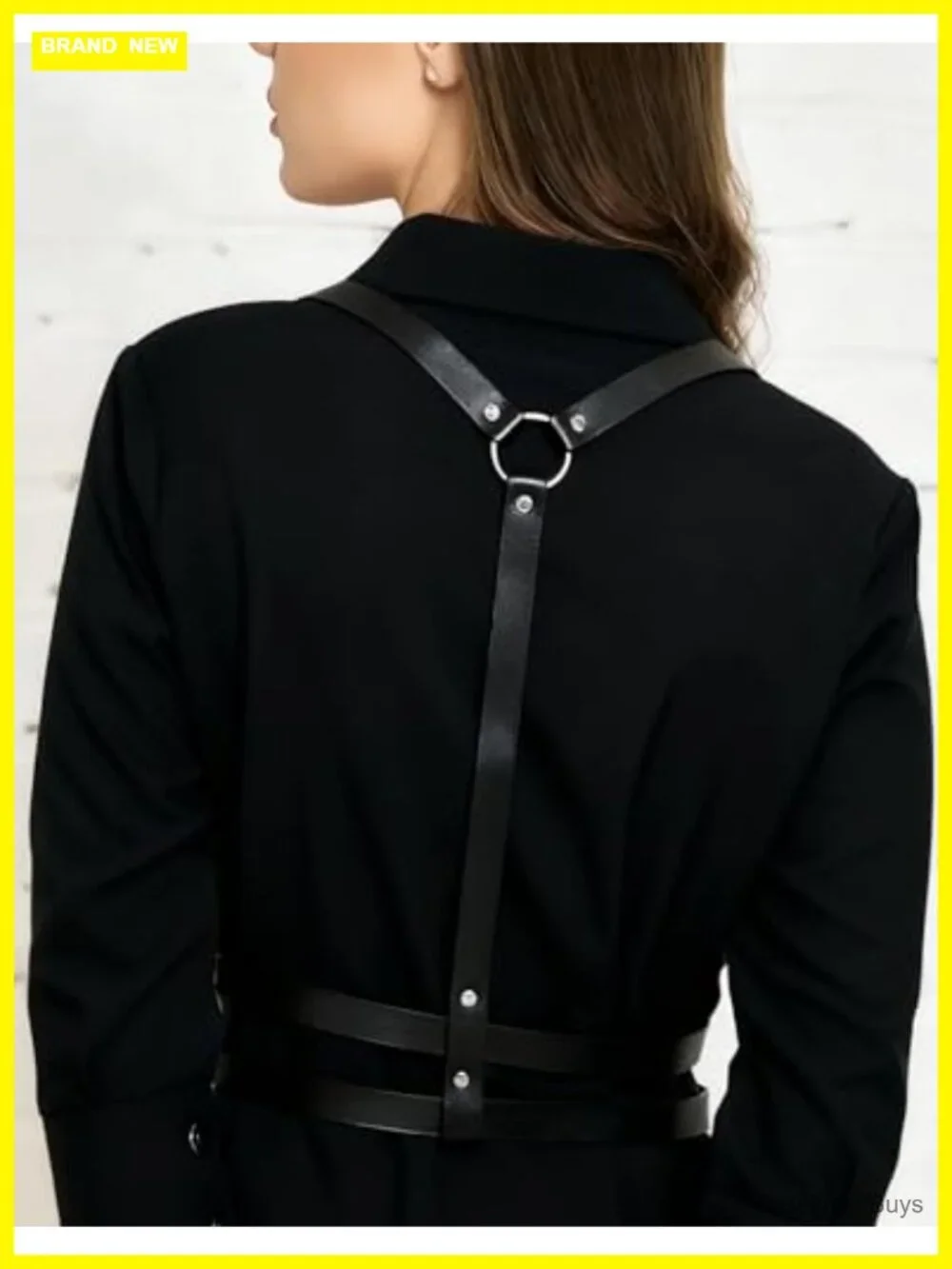 Faux Leather Adjustable Harness Belt with Alloy Buckles for Dresses Shirts